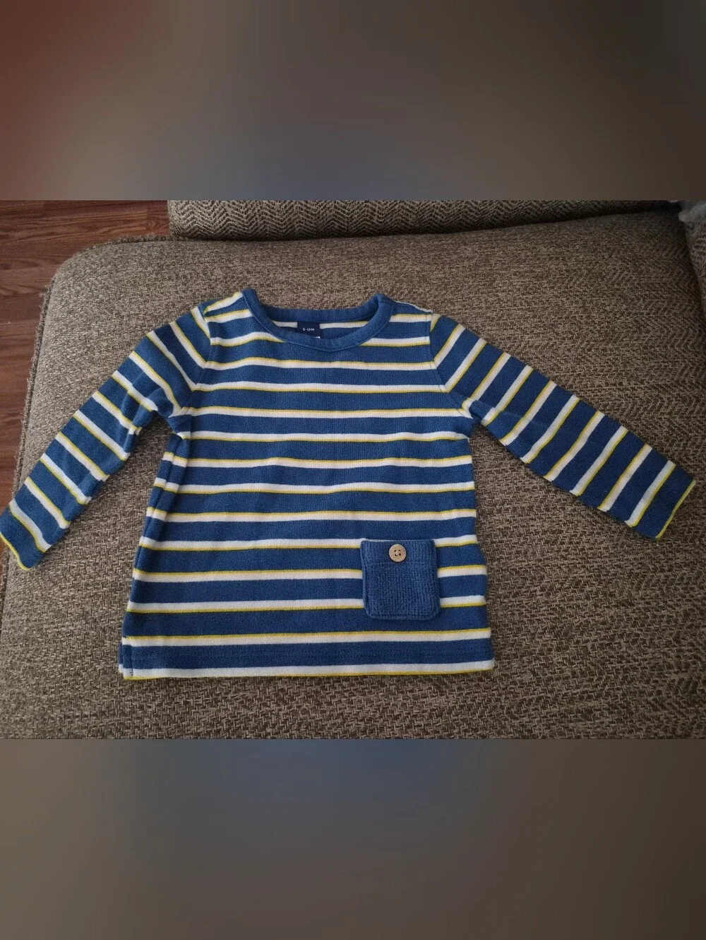 Striped Blue & Yellow Kids Long-Sleeve Top